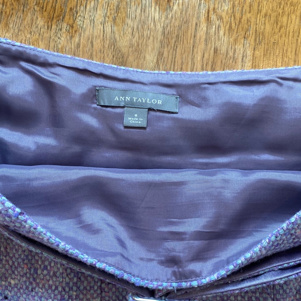 Ann Taylor purple tweed tulip pencil skirt - Picture 4 of 5